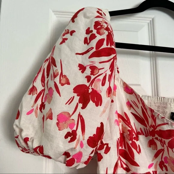 NWT Banana Republic puff sleeve white floral dress - Picture 8 of 14